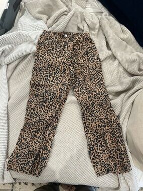 GAP Brown & Black Leopard Print Wide-Leg Pull-On Pants